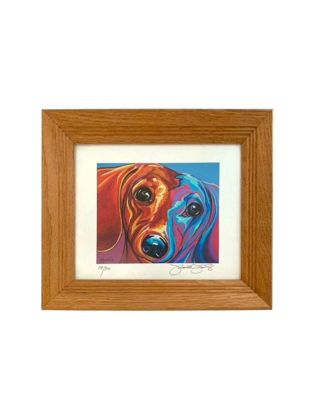 Dog Dash Hound Portrait Print Numbered & Signed by J. Mandis Vintage Pop Art Dec